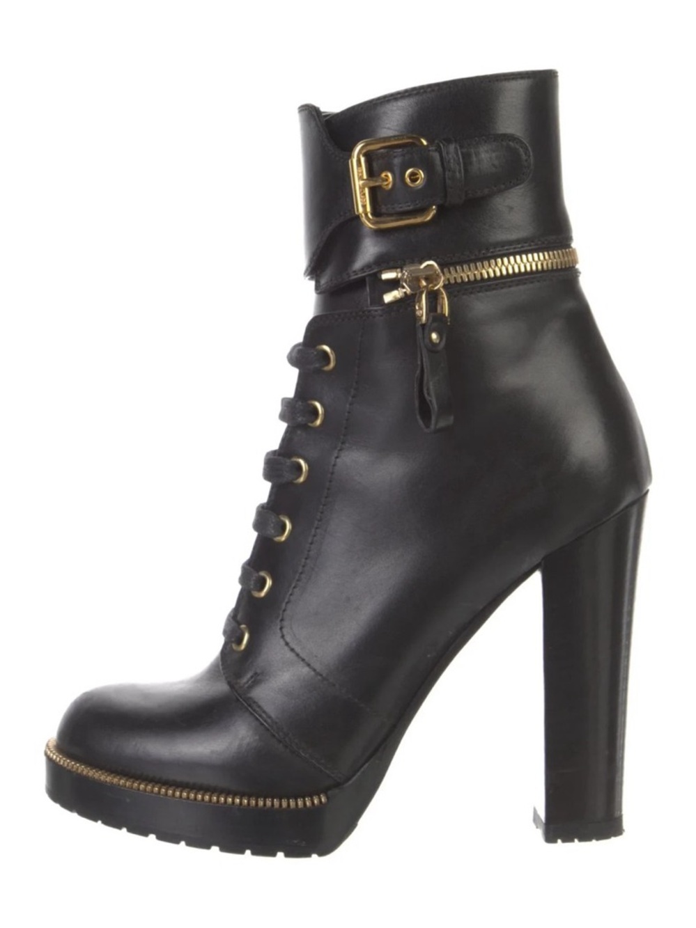 Sergio Rossi lace-up leather ankle booties